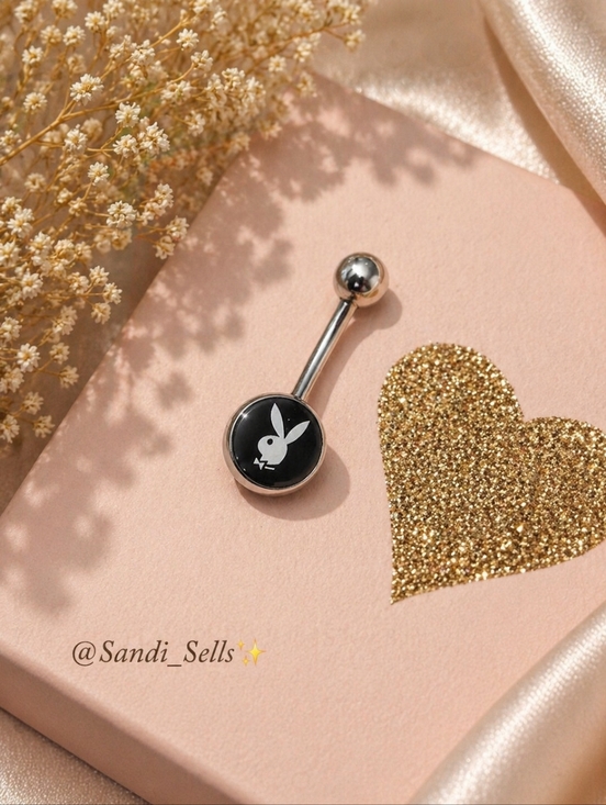 PLAYBOY Jewelry - PLAYBOY Black and Silver Bunny Belly Ring
